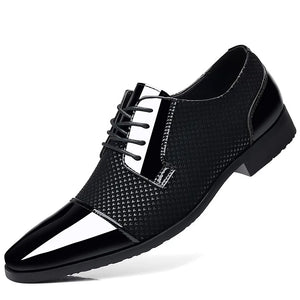 Men Dress Shoes Men Patent Leather Shoes Lace Up Formal Black Leather Wedding Party Shoes MartLion   