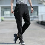 Men's Summer Pants Stretch Straight Leg Pants MartLion 50-60kg L black 