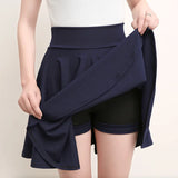 Flared Skirts Women's Basic Shorts Skirt Black Casual Mini Skater Medium Pleated Fluffy Skirt MartLion DEEP BLUE XXL 