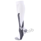 Compression Socks Solid Color Men's Women Running Socks Varicose Vein Knee High Leg Support Stretch Pressure Circulation Stocking Mart Lion 01-White S-M 