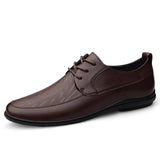 Men's Shoes Genuine Leather Formal Shoes for Men Oxfords Male Wedding Party Office Business Shoes MartLion Brown 37 