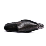 Bella Style Gentleman Dress Shoes Metal Pointed Toe Men's Snake Grain Genuine Leather MartLion   