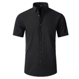 Four sided elastic shirt for men's shirt multi-color non ironing wrinkle resistant simple business dress casual shirt MartLion D3102 Black Short 38 