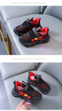 LED Casual Sneakers Red Black For Spring Boys Cartoon Mesh Outdoor Shoes Children Lighted Non-slip MartLion   