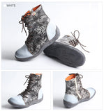  Spring and Autumn Newspaper Print Ladies Ankle Boots For The Outdoors MartLion - Mart Lion