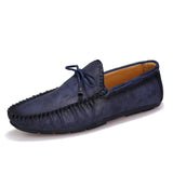 Leather Men's Casual Shoes Luxury Slip on Formal Loafers Moccasins Soft Driving MartLion Blue 44 
