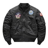 Winter Men's Tactical Military Jackets Big Pocket Pilot Air Force Coat ArmyGreen Flight Warm Thicken Stand Collar Overcoat MartLion Black M 