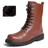 100% Genuine Leather Men's Boots Breathable High Top Shoes Outdoor Casual Winter Autumn Snow Homme MartLion hsd2601jm-zong 8.5 