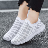 Men's Women Vulcanized Shoes Slip on Flats Breathable Mesh Walking Outdoor Sport Running Sneakers Female Mart Lion   