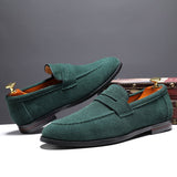 Men's Casual Shoes Suede Genuine Leather Slip-on Light Driving Loafers Moccasins Party Wedding Flat Mart Lion Green 38 China