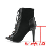 Women Dance Shoes Comfort Light Sandals High Heels Open Toe Gladiator Dancing Boots Woman's Mart Lion Black-8.5CM 37 China