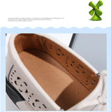 Summer Woman's Casual Shoes Flats Leather Slip-on Ladies Platform Hollow Loafers Breathable Female Moccasins Chaussures Femme MartLion   