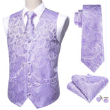 Rose Red Men's Wedding Suit Vest Blue Floral Jacquard Folral Silk Waistcoat Vests Handkerchief Tie Vest Suit Set Barry Wang Design Mart Lion BM-2097 L 