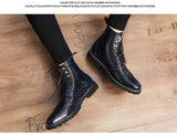 Formal Men's boots British Style Brogue Shoes Mid Calf Dress Leather Oxfords Bota Masculina Mart Lion   