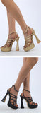  Liyke Hollow Out Open Toe 13.5CM Sandals Women Summer Buckle Strap Strange High Heels Chunky Platform Shoes Mart Lion - Mart Lion