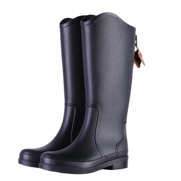 Women Rainboots PVC Waterproof Rubber Rain Boots Female Non-slip Wear-resistant Knee-high Water Shoes - MartLion