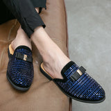Mules Summer Sandals Loafers Half Shoes Diamond Leather Men's Shoes Designer Slides Slippers MartLion   