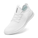 Men‘s Running Shoes Breathable Sneakers Women Tennis Trainers Lightweight Casual Sports Shoes Lace-up Anti-slip Mart Lion White 37 