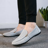 Men's Slip-On Canvas Shoes Loafers Breathable Sneakers Casual Soft Non-slip Driving Flats Black Mart Lion grey A12 38 