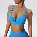 High Support Sports Bra Cross Straps Back High Support Impact Yoga Underwear Running Fitness Gym Padded Bralette MartLion Colorful Blue L CHINA