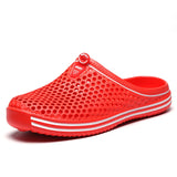 Men's Slippers Summer Hollow Outdoor Sandals Garden Beach Shoes Women Water Shower Flip Flops Lightweight MartLion fb407-hong 36 
