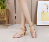  Sequined Latin Dance Shoes Women Adult Middle-heeled High-heeled Summer Beginners Children Soft-soled Pointy-toed MartLion - Mart Lion