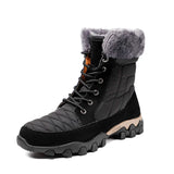 Winter Men's Snow Boots Super Warm Hiking Waterproof Leather High Top Outdoor Sneakers MartLion 2858-black 38 