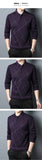 Spring and Autumn Men's Plaid Long-sleeved T-shirt Thin Section Loose Casual Lapel Bottoming Shirt MartLion   