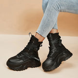 Chunky Platform Vulcanized Shoes Women Spring Lace-Up Non-Slip Motorcycle Boots Breathable Thick Bottom MartLion   