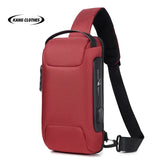 Multifunctional Crossbody Bag Single Shoulder Anti Theft Travel Waterproof USB Charging chest bag Backpack MartLion Upgraded Red  