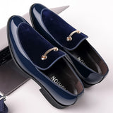Men's Shoes Party Black Patent Elegant Slip on Loafers Point Toe Velvet Mart Lion Blue 38 China