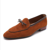 Men's Casual Shoes with Bowknot Genuine Suede Leather Trendy Party Wedding Loafers Flats Driving Moccasins Mart Lion   