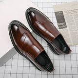 Slip On Dress Shoes Men's Formal Loafers Soft Split Leather Thick Sole Casual Footwear Mart Lion   