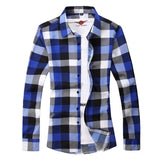 Mens Blouse Blue Gradient Striped Men Dress Shirt Tops Casual Business Plaid Print Long Sleeves MartLion Blue M     45 to 53kg 