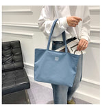 Tote Bag Simple Commuting Shopping Women's Shoulder Nylon Waterproof Cloth Bag Large Capacity Mart Lion   