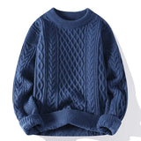 Men's Knitted Sweatshirts Crewneck Sweater Pullover Jumpers Green Clothing Autumn Winter Tops MartLion Blue M 