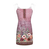  Women's Summer Dress Casual Print Above Knee Dresses V-Neck Sleeveless Frocks For Girls MartLion - Mart Lion