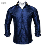 Men's Dress Shirts Black Gold Long Sleeve Formal Button-Down Collar Social Slim Fit Shirt Spring Casual Blouse MartLion   