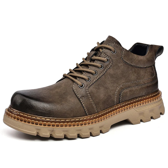 Leather Men Boots Cow Leather Upper Durable Sole Lace up Winter Boots Leisure Outdoor Shoes For Man MartLion