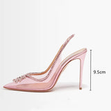 Luxury Rhinestone Hollow out Women Pumps Wedding Shoes Clear PVC High heels Elegant Summer Party Bridal MartLion   