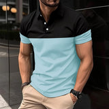 Men's casual short-sleeved  shirt  lapel button down shirt men's breathable T-shirt double color top MartLion X8 XXL 