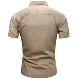 Men's Safari Shirt Short Sleeve Summer Casual Tactical  Cotton Cargo Outdoor Pocket Work Shirts for Men MartLion   