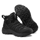 High Top Waterproof Men's Tactical Boots Hiking Shoes Outdoor Sneakers Hiking Non Slip Motorcycle MartLion black 40 