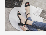 Summer Suede Chunky Heels Women High Heel Sandals Ankle Buckle Wedding Party Heeled Shoes 7cm 5cm Classic Mart Lion   