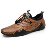 Leather Casual Shoes Men Sneakers Flat  Men  Shoes  Footwear MartLion Brown 45 