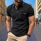 Men's Short sleeved Polo Shirt Summer European and American Street Casual Pocket Lapel Top Men's MartLion