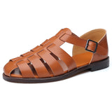 Men's Leather Sandals Trendy Summer Roman Shoes Casual Soft Beach Footwear Flats Mart Lion   