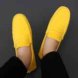 Suede Leather Penny Peas Loafers Men's Women Boys Driving Shoes Moccasins Slip on Flats Designer Loafers Pink MartLion   