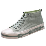  Classic Green High Top Sneakers Men's Breathable Flat Canvas Shoes Lace-up Casual Zapatillas De Hombre MartLion - Mart Lion