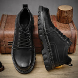 Leather Men Boots Cow Leather Upper Durable Sole Lace up Winter Boots Leisure Outdoor Shoes For Man MartLion